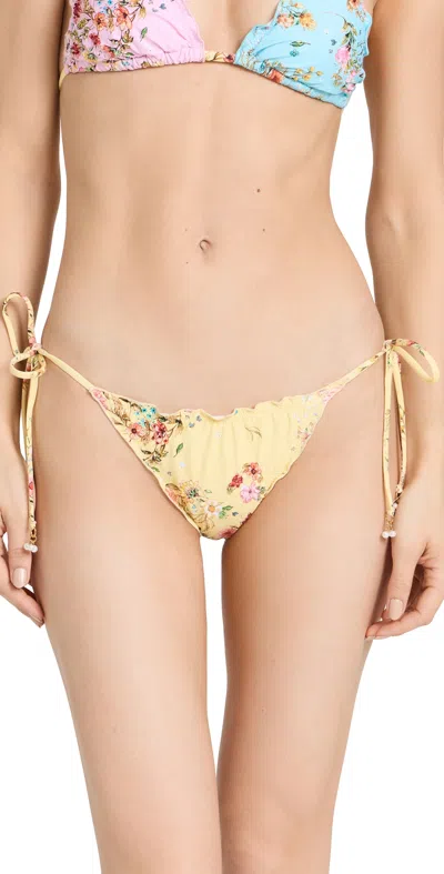 Pq Swim Embroidered Lettuce Edge Tie Full Bikini Bottoms Dolce