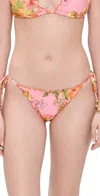 Pq Swim Embroidered Lettuce Edge Tie Side Full Bikini Bottoms Clementine In Clementine