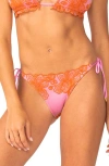 Pq Swim Embroidered Side Tie Bikini Bottoms In Capri