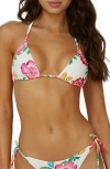 Pq Swim Embroidered Triangle Bikini Top In Pink