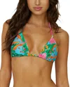 Pq Swim Embroidered Triangle Bikini Top In Zinnia