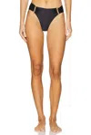 Pq Swim Fanned Bikini Bottom In Black In Black