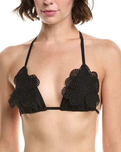 Pq Swim Fleur Triangle Bikini Top In Black