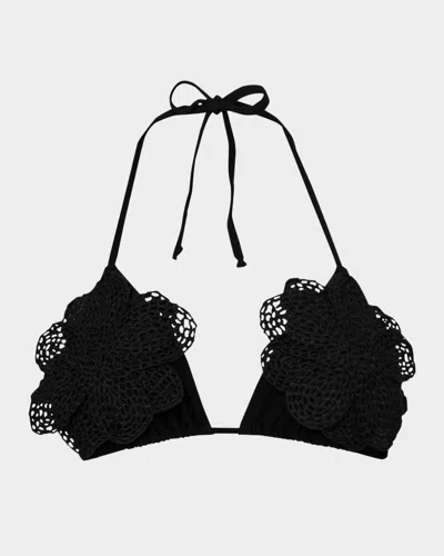 Pq Swim Fleur Triangle Bikini Top In Jet
