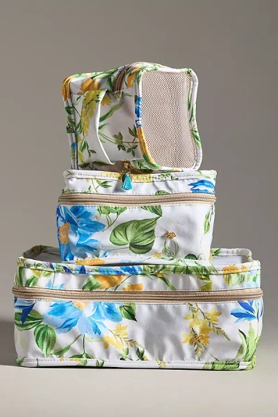 Pq Swim Floral Mesh Packing Cubes, Set Of 3 In Blue