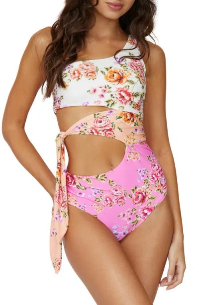 Pq Swim Floral One-shoulder One-piece Swimsuit In Bahia