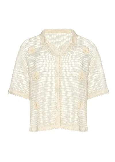 Pq Swim Flower Top Ivory In Neutral