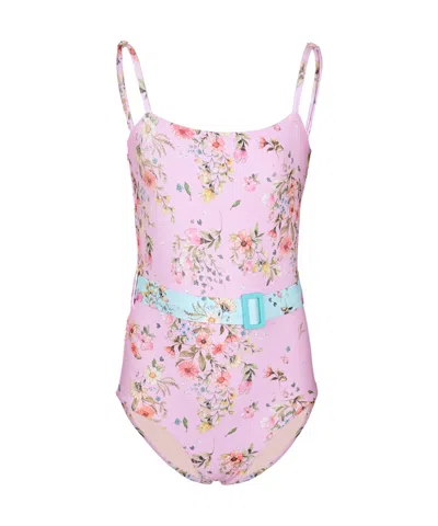 Pq Swim Kids' Girls Brixtyn Belted One Piece Dolce In Pink