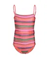 Pq Swim Girls Brixtyn Belted One Piece Jetty Stripes In Multi