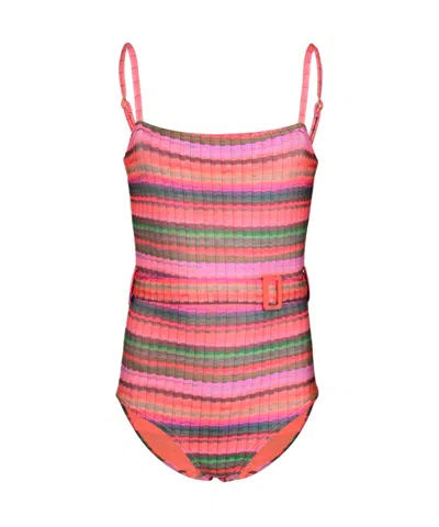 Pq Swim Kids' Girls Brixtyn Belted One Piece Jetty Stripes In Multi