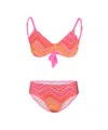 Pq Swim Girls Lettuce Edge Bikini Cayenne In Multi