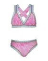 Pq Swim Girls' Rainbow Embroidered Two Piece Swimsuit - Little Kid, Big Kid In Amalfi