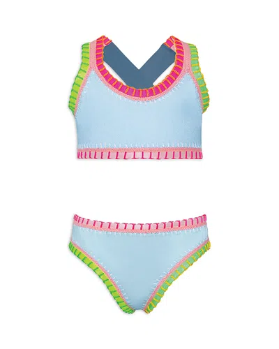 Pq Swim Girls' Sporty Rainbow Two Piece Swimsuit - Little Kid, Big Kid In Multi