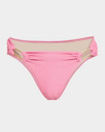 Pq Swim Glitter Detailed Fanned Bikini Bottoms In Pink