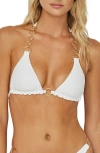 Pq Swim Gwen Textured Triangle Bikini Top In Pearl
