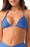 Pq Swim Isla Macramé Triangle Bikini Top In Blue