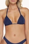 Pq Swim Isla Macrame Triangle Bikini Top In Navy