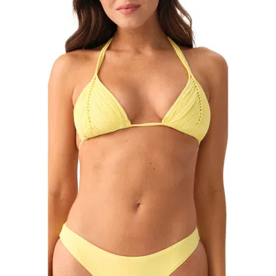 Pq Swim Isla Macramé Triangle Bikini Top In Animal Print