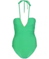Pq Swim Josie Embroidered One Piece Clover In Green