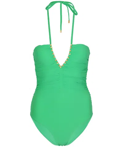 Pq Swim Josie Embroidered One Piece Clover In Green