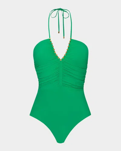 Pq Swim Josie Embroidered One-piece Swimsuit In Clover