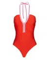 Pq Swim Josie Ruched One-piece Swimsuit In Red