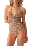 Pq Swim Josie Ruched One-piece Swimsuit In Gray