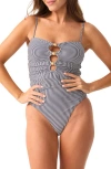 Pq Swim Keyhole Stripe One-piece Swimsuit In Multi