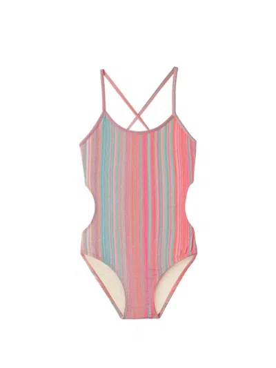 Pq Swim Kids' Ayah Cut Out One Piece In Newport Stripe In Multi