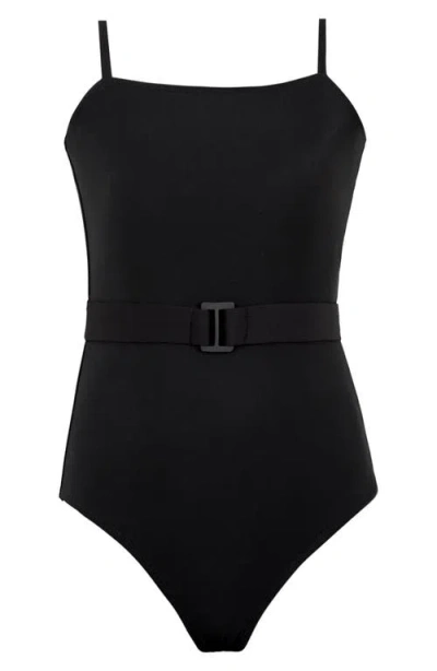 Pq Swim Kids' Brixtyn Belted One-piece Swimsuit In Black