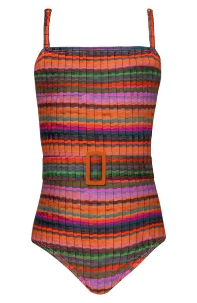 Pq Swim Kids' Brixtyn Belted One-piece Swimsuit In Multi