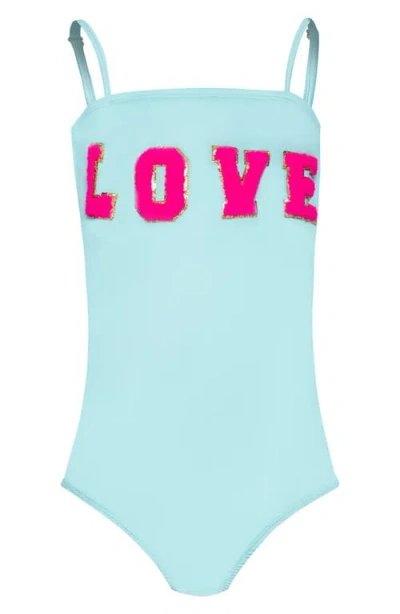 Pq Swim Kids' Embroidered One-piece Swimsuit In Blue