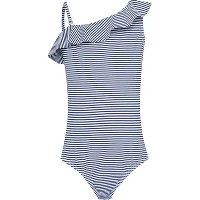 Pq Swim Kids' Emma Ruffle One-shoulder One-piece Swimsuit In Multi