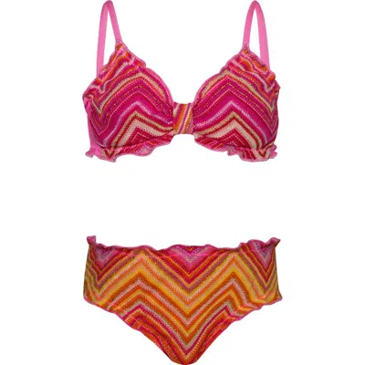 Pq Swim Kids' Lettuce Edge Two-piece Swimsuit In Multi