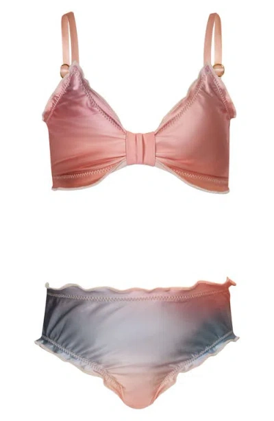 Pq Swim Kids' Lettuce Edge Two-piece Swimsuit Toddler, Little Kid & Big Kid) In Pink