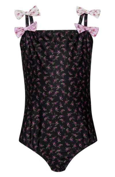 Pq Swim Kids' Maddie Bow One-piece Swimsuit In Brown
