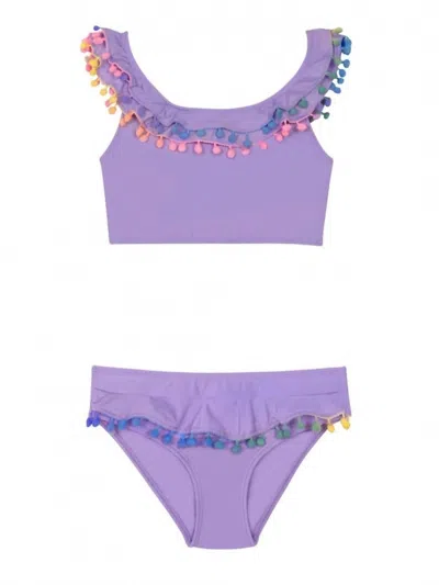 Pq Swim Kids' Pompom Bikini In Lavander In Purple
