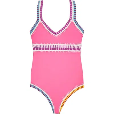 Pq Swim Kids' Rainbow Embroidered One-piece Swimsuit