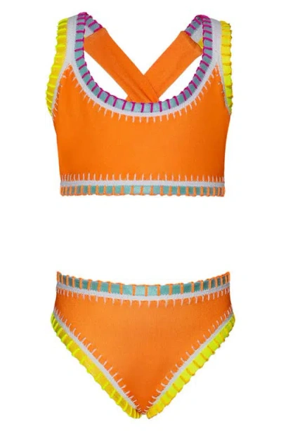 Pq Swim Kids' Sporty Rainbow Embroidered Two-piece Swimsuit