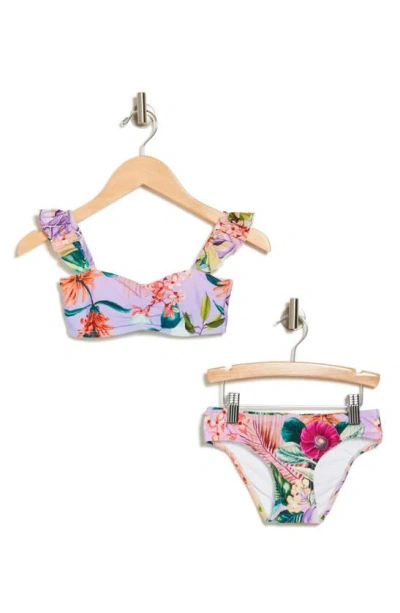 Pq Swim Kids' Tropical Two-piece Bikini In Lavender Oasis