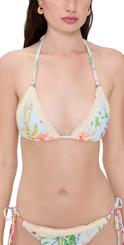 Pq Swim Kyle Crochet Trim Triangle Bikini Top Floret