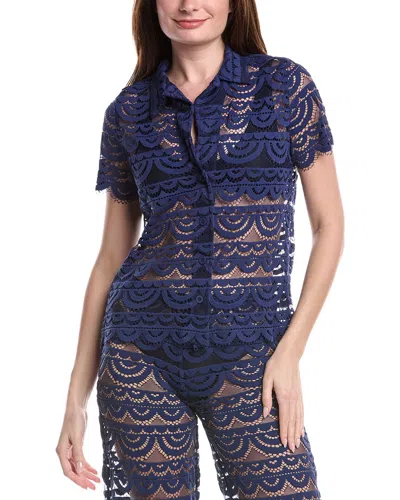 Pq Swim Lace Button Top In Blue