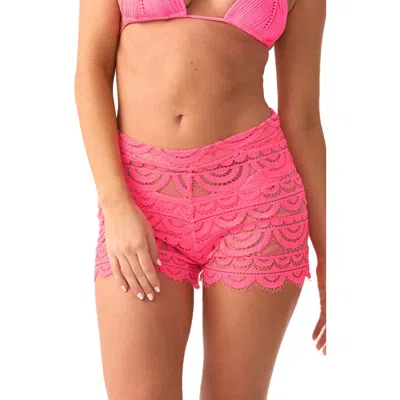 Pq Swim Lace Cover-up Shorts In Pink