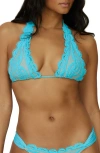 Pq Swim Lace Overlay Bikini Top In Kai