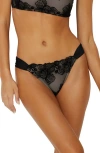 Pq Swim Lace Overlay Fanned Bikini Bottoms In Eclipse
