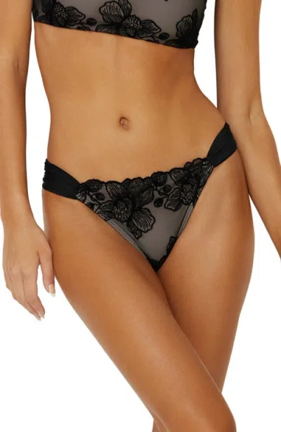 Pq Swim Lace Overlay Fanned Bikini Bottoms In Eclipse