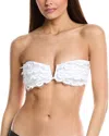 Pq Swim Lace Ruffle Bandeau Bikini Top In White