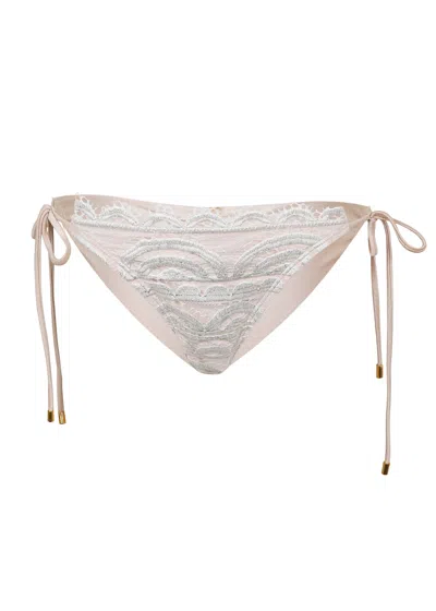 Pq Swim Lace Tie Full Bottom Vanilla In Gray