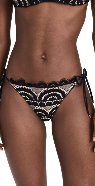 Pq Swim Lace Tie Side Full Bikini Bottoms Midnight