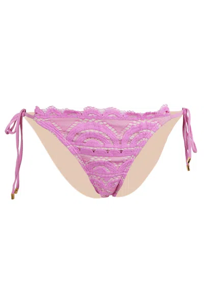 Pq Swim Lace Tie Side Full Bottom Wisteria In Pink